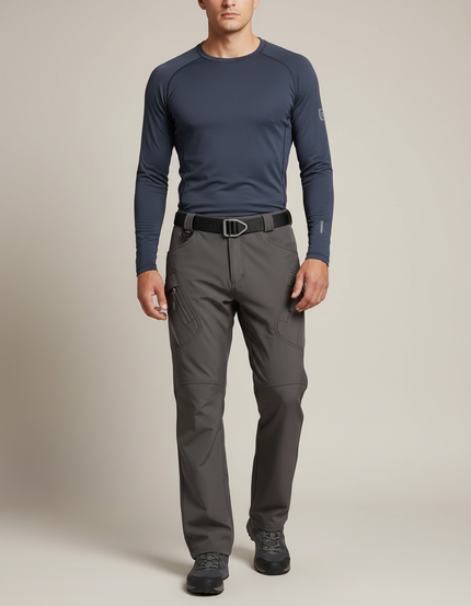 Pantalon Randonnée Gris Homme Softshell Imperméable Tactique - Polyester