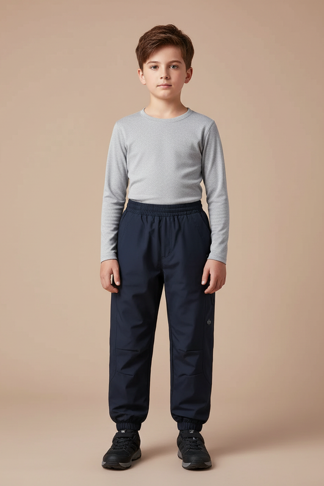 Pantalon Randonnée Enfant Marine Imperméable Confortable Doublé - Polyester