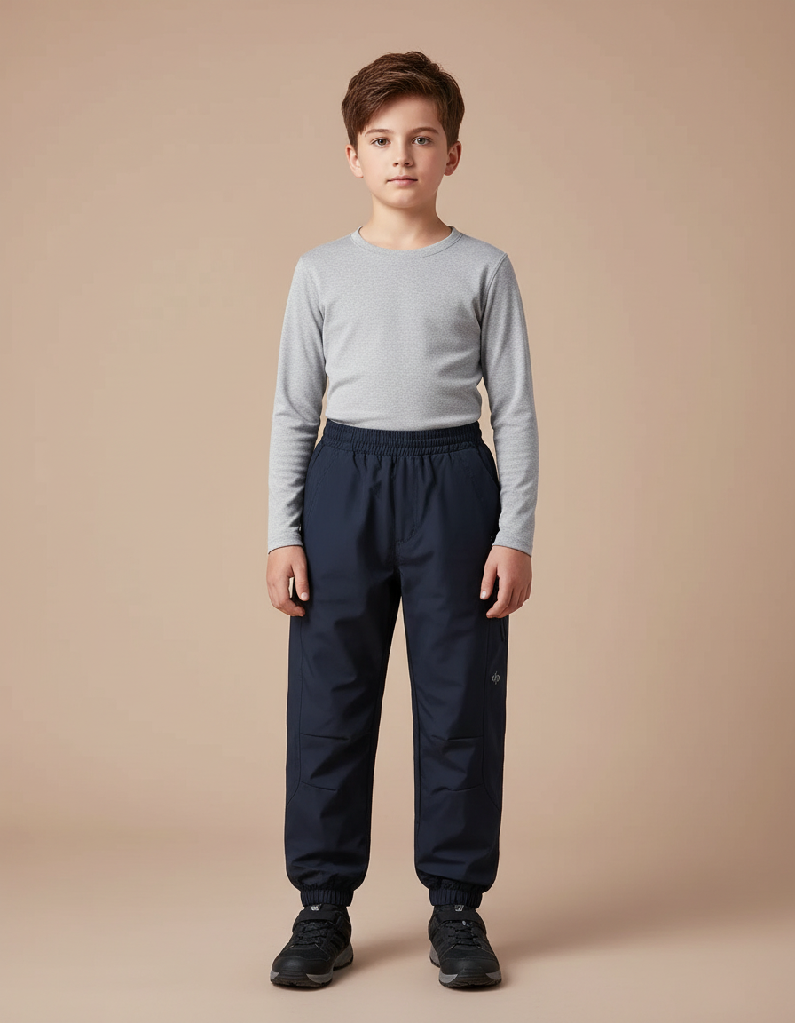 Pantalon Randonnée Enfant Marine Imperméable Confortable Doublé - Polyester