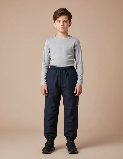 Pantalon Randonnée Enfant Marine Imperméable Confortable Doublé - Polyester