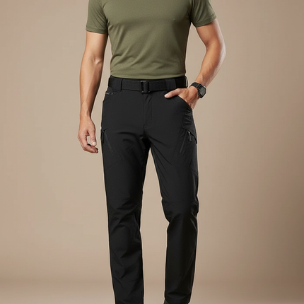Pantalon Randonnée Noir Tactique Respirant Séchage Rapide Homme - Polyester