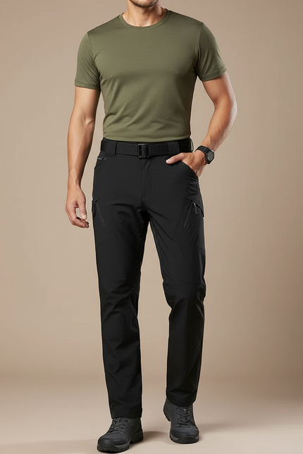 Pantalon Randonnée Noir Tactique Respirant Séchage Rapide Homme - Polyester