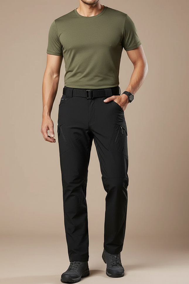 Pantalon Randonnée Noir Tactique Respirant Séchage Rapide Homme - Polyester