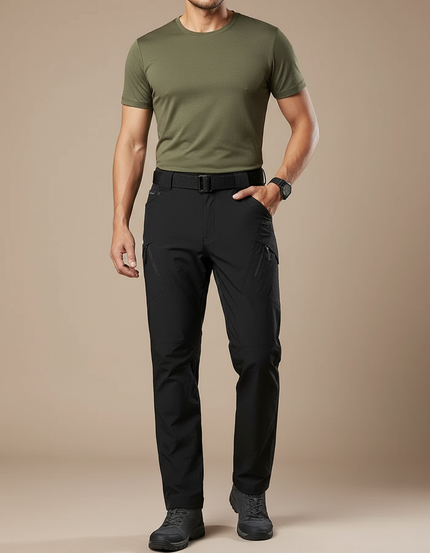 Pantalon Randonnée Noir Tactique Respirant Séchage Rapide Homme - Polyester