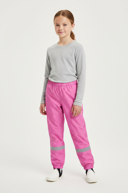 Pantalon Randonnée Rose Enfant Imperméable Réfléchissant - Polyester
