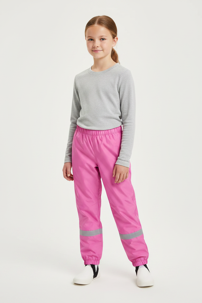 Pantalon Randonnée Rose Enfant Imperméable Réfléchissant - Polyester