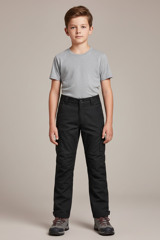 Pantalon Randonnée Noir Cargo Enfant Résistant - Toile