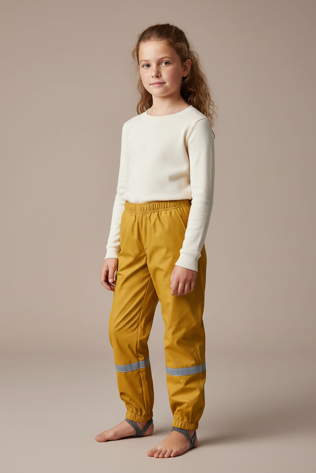 Pantalon Randonnée Jaune Imperméable Réfléchissant Enfant - Polyester
