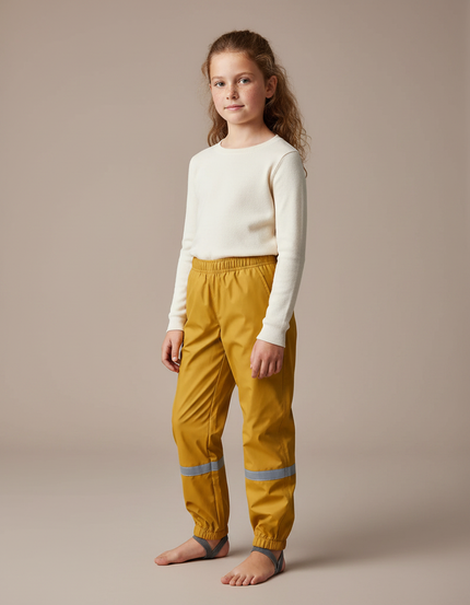 Pantalon Randonnée Jaune Imperméable Réfléchissant Enfant - Polyester