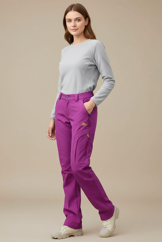Pantalon Randonnée Violet Polaire Imperméable Femme - Polyester
