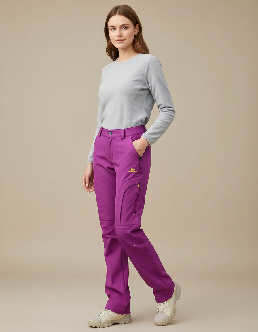 Pantalon Randonnée Violet Polaire Imperméable Femme - Polyester