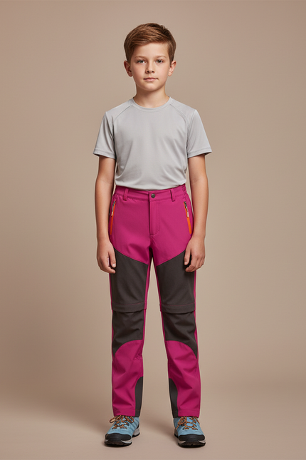 Pantalon Randonnée Rose Fuchsia Bicolore Léger Enfant - Polyester