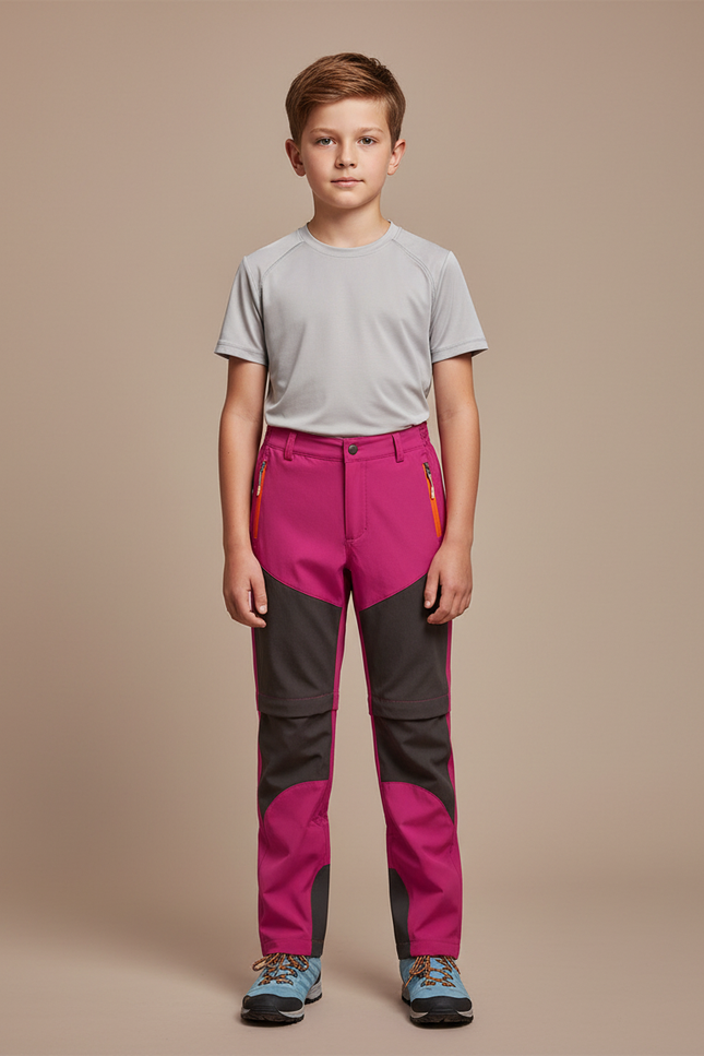 Pantalon Randonnée Rose Fuchsia Bicolore Léger Enfant - Polyester