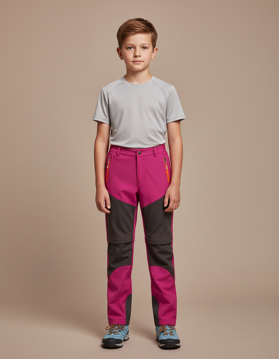 Pantalon Randonnée Rose Fuchsia Bicolore Léger Enfant - Polyester