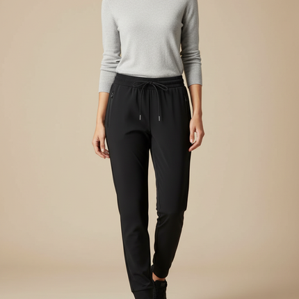 Pantalon Randonnée Noir Fluide Cordon Femme Sport - Polyester