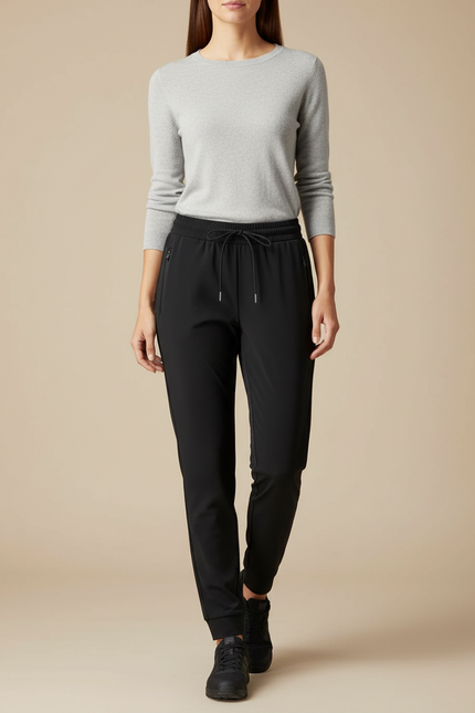 Pantalon Randonnée Noir Fluide Cordon Femme Sport - Polyester
