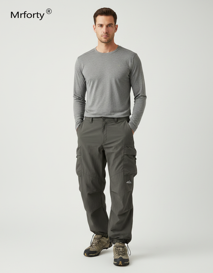 Pantalon Randonnée Kaki Cargo Ample Confortable Homme - Polyester