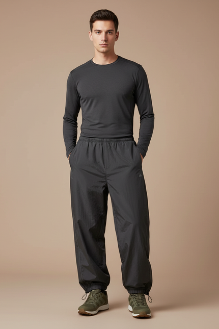 Pantalon Randonnée Gris Anthracite Ample Décontracté Homme - Polyester