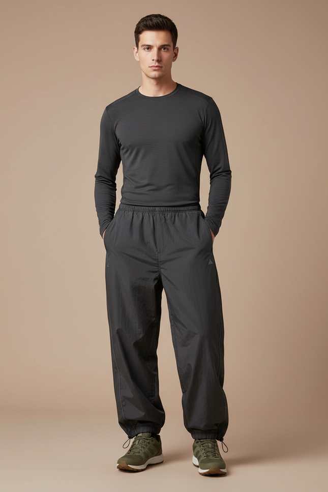 Pantalon Randonnée Gris Anthracite Ample Décontracté Homme - Polyester