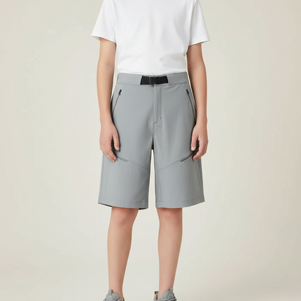 Pantalon Randonnée Gris Court Léger Unisexe - Polyester