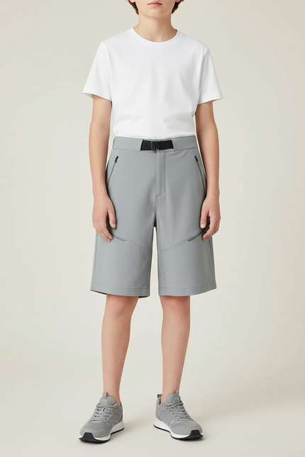 Pantalon Randonnée Gris Court Léger Unisexe - Polyester