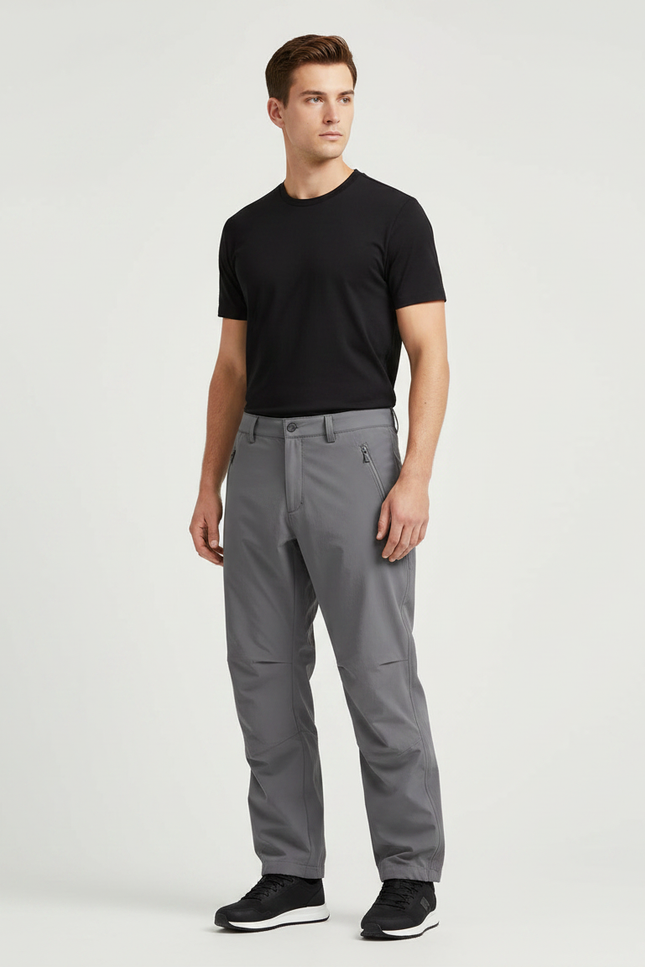 Pantalon Randonnée Gris Imperméable Coupe Droite Homme - Polyester