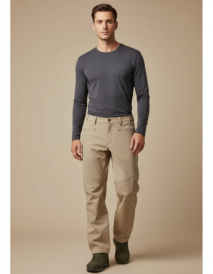 Pantalon Randonnée Beige Coupe Droite Décontracté Homme - Polyester