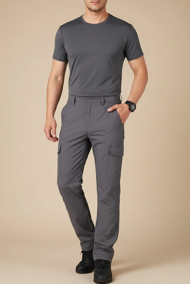Pantalon Randonnée Gris Léger Séchage Rapide Cargo Homme - Polyester