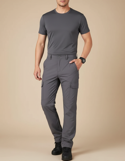 Pantalon Randonnée Gris Léger Séchage Rapide Cargo Homme - Polyester