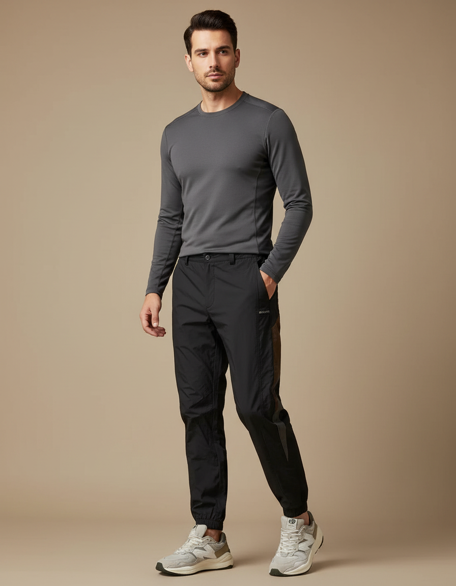 Pantalon Randonnée Noir Homme Léger Sport Cargo Élastiqué - Polyester