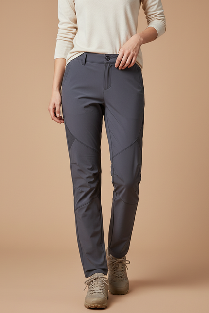 Pantalon Randonnée Gris Anthracite Stretch Femme Léger - Polyester