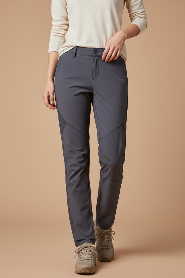 Pantalon Randonnée Gris Anthracite Stretch Femme Léger - Polyester