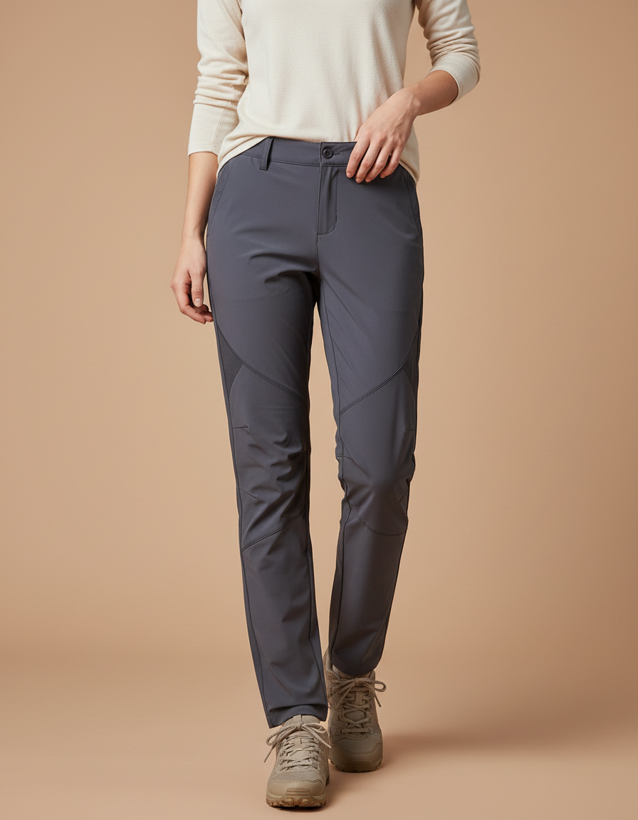 Pantalon Randonnée Gris Anthracite Stretch Femme Léger - Polyester