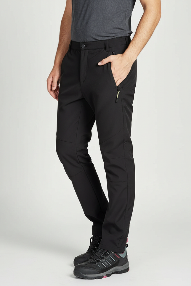 Pantalon Randonnée Noir Homme Softshell Élastique Chaud - Polyester