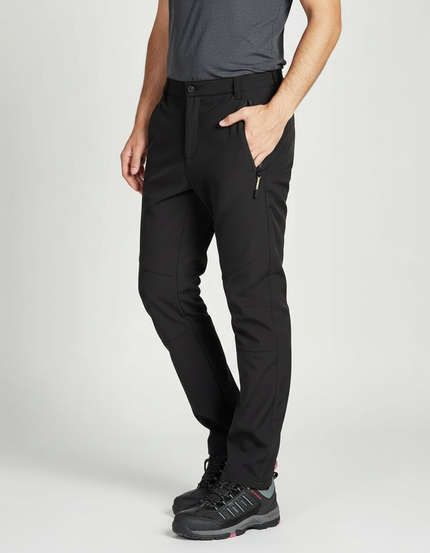 Pantalon Randonnée Noir Homme Softshell Élastique Chaud - Polyester