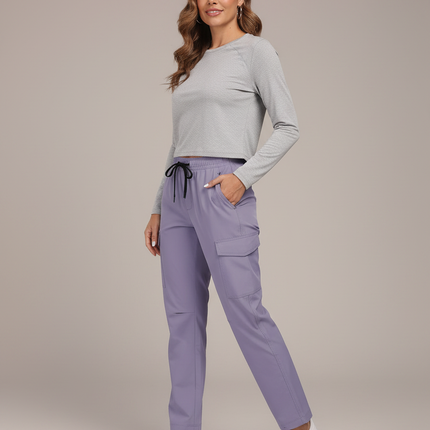 Pantalon Randonnée Violet Cargo Femme Léger - Polyester