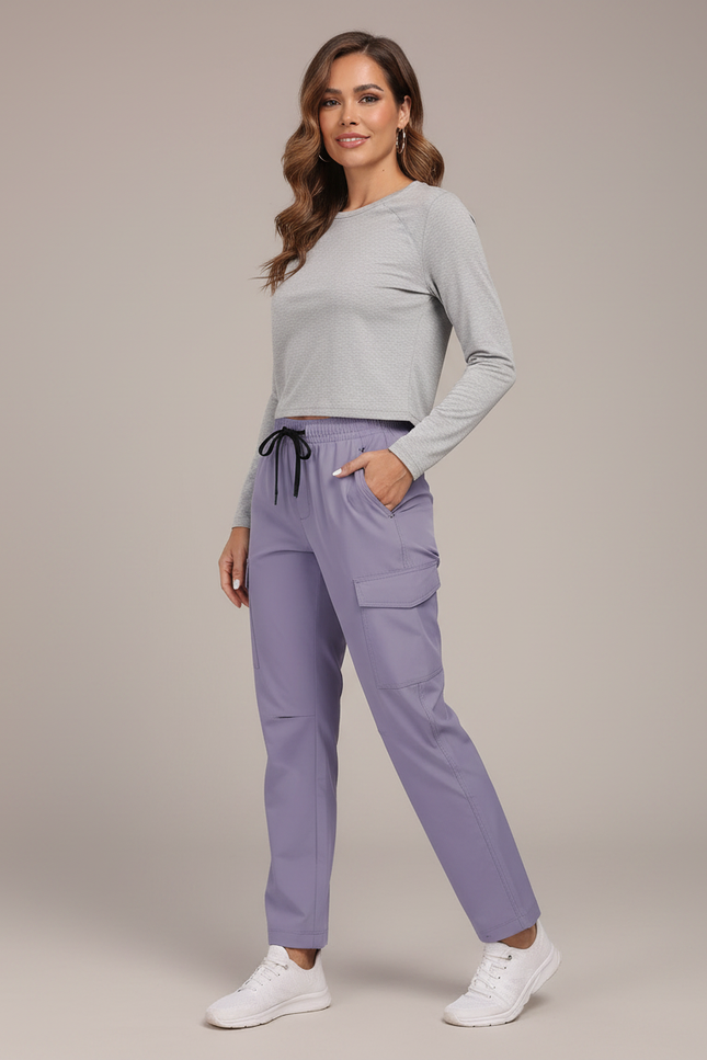 Pantalon Randonnée Violet Cargo Femme Léger - Polyester