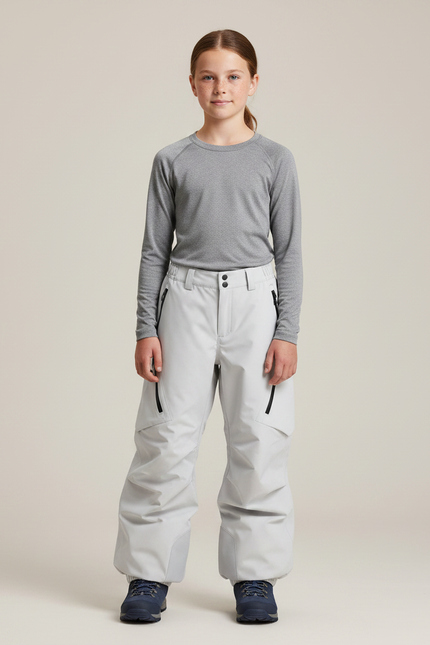 Pantalon Randonnée Gris Clair Ample Imperméable Enfant - Polyester