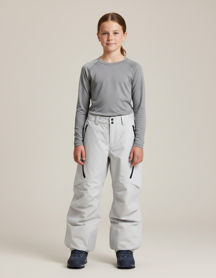 Pantalon Randonnée Gris Clair Ample Imperméable Enfant - Polyester