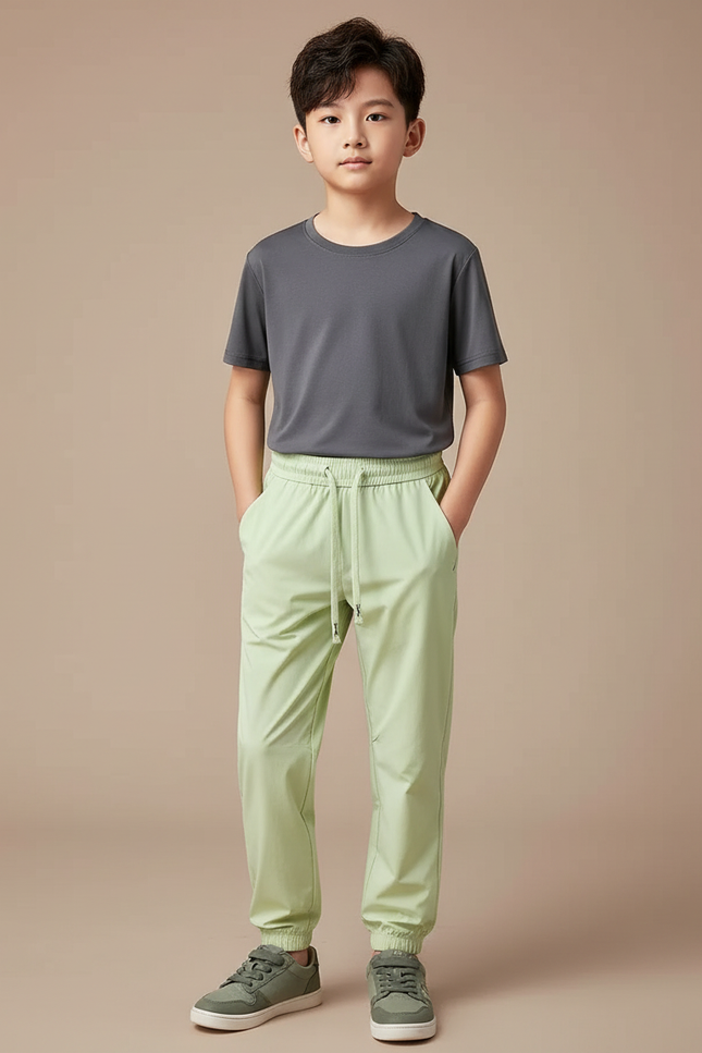 Pantalon Randonnée Vert Clair Enfant Léger Sport - Polyester
