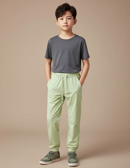 Pantalon Randonnée Vert Clair Enfant Léger Sport - Polyester