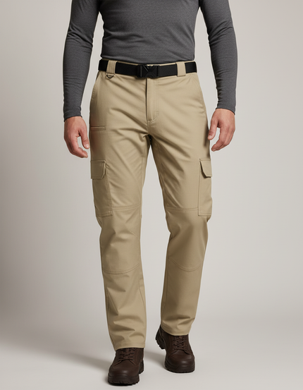 Pantalon Randonnée Beige Cargo Homme Multipoches Stretch - Polyester