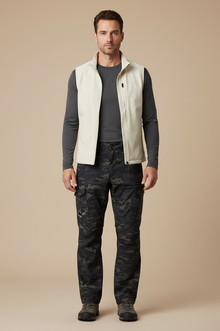 Pantalon Randonnée Camouflage Sombre Cargo Multipoches Homme - Multicolore Polyester
