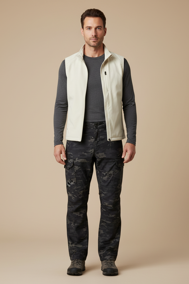 Pantalon Randonnée Camouflage Sombre Cargo Multipoches Homme - Multicolore Polyester