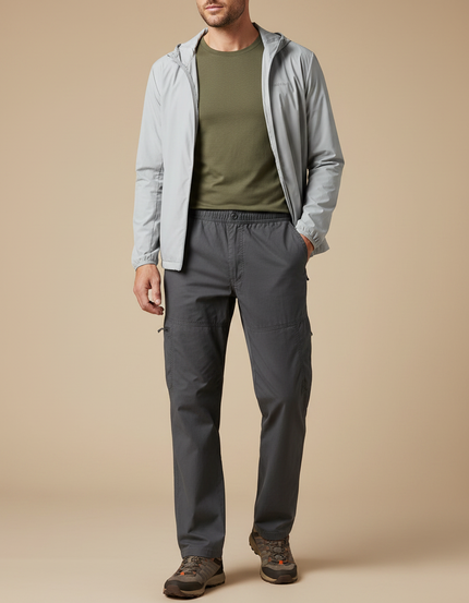 Pantalon Randonnée Gris Cargo Droit Décontracté Homme - Polyester
