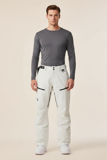 Pantalon Randonnée Blanc Ample Imperméable Zippé Homme - Polyester