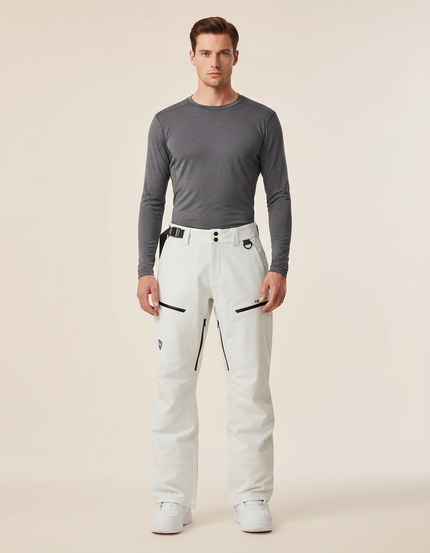 Pantalon Randonnée Blanc Ample Imperméable Zippé Homme - Polyester