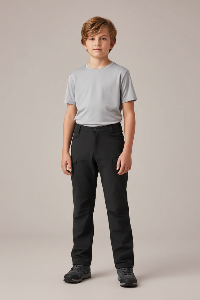 Pantalon Randonnée Noir Enfant Cargo Léger Confortable - Polyester