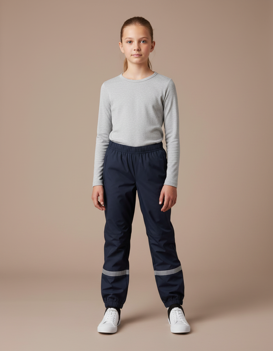 Pantalon Randonnée Enfant Imperméable Réfléchissant Marine - Polyester