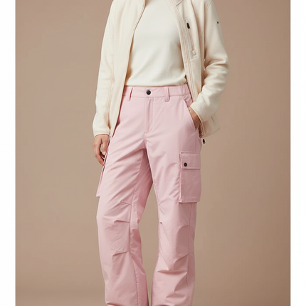 Pantalon Randonnée Rose Cargo Ample Imperméable Unisexe - Polyester